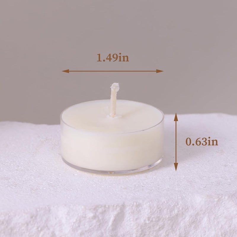 Devi 200 Pack Soy Wax Tea Lights Candles 4 Hours Paraffin-Free, Pure Soy White Small Votive Tea Candles for Emergency,Unscented Tealight Candles for Home, Christmas Table Decor - Image 3